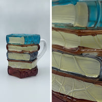 Stacked Book Mug Carved Book Stack Mug Faceted Decorative Cup for Readers, Librarians, Bookshelf, Study, Desk