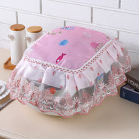 Lace Microwave Oven Dust Cover and Rice Cooker Mat, Oval/Round Tablecloth for Home Appliances