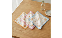 3 Pieces Floral Print Handkerchief Absorbent Women's Ideal Gift Edge Pocket Square