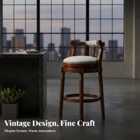 Rotate Stool with Backrest Traditional Design Counter Chair Vintage Design Padded Seat for Homeowners, Kitchen Island