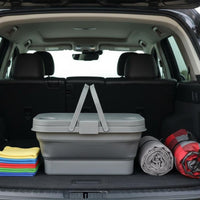 Large Capacity Foldable Picnic Basket with Table Lid Built-in Cup Holders Car Trunk Organizer Outdoor Gear