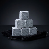 Gift for Men Granite Whisky Stones for Home Bar, Reusable Ice Chilling Rocks with Velvet Pouch, Grey 2x2x2cm Bar Accessories, Birthday Gift