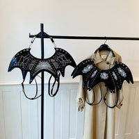 Gothic Novelty Bat-Shaped PU Crossbody Bag with Print