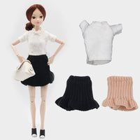 Doll Fashion Outfit Set - Top, T-Shirt, Skirt for 29cm 1/6 BJD Dolls