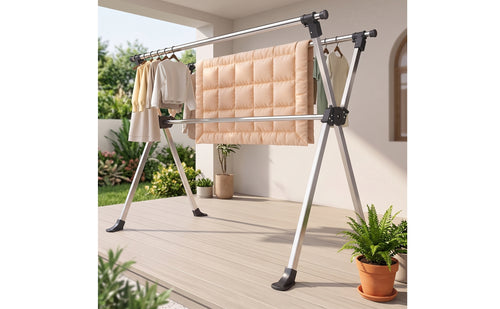 Stainless Steel Clothes Drying Rack Rust-Resistant Laundry Drying Rack Sturdy Furniture Heavy Duty for Balcony, Apartment