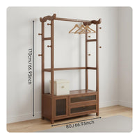 Freestanding Clothes Rack with Cabinet Large Capacity Wardrobe Organizer with Drawers and Shelves Space Saving Coat Stand with Storage for Closet