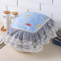 Lace Microwave Oven Dust Cover and Rice Cooker Mat, Oval/Round Tablecloth for Home Appliances