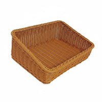 Slanted Opening Display Basket Versatile Angled Woven Basket Space-Saving Design Wicker Storage Bin for Bakery, Kitchen Countertop