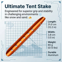 Heavy Duty Tent Pegs Metal, 31cm Aluminum Stakes for Hard Ground, Camping Pegs f #variant:Orange