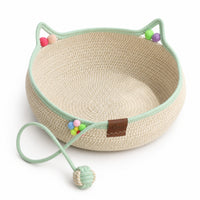 Cat Bed with Ears Natural Cotton Rope Cat Bed Braided for Cats