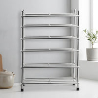 Shoe Rack Hallway, Space-Saving Shoe Rack Made of Polished Stainless Steel, Stable Freestanding Shoe Shelf for Small Apartments