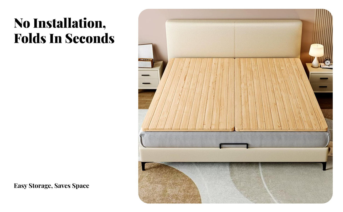 Foldable Slatted Support Firms up Soft Mattresses Bed Base Easy Assembly Mattress Foundation for Students, Apartment Dwellers, Dorm Room