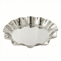 Reflective Stainless Steel Serving Tray Decorative Wavy Serving Dish Rust-Resistant Platter Elegant for Parties