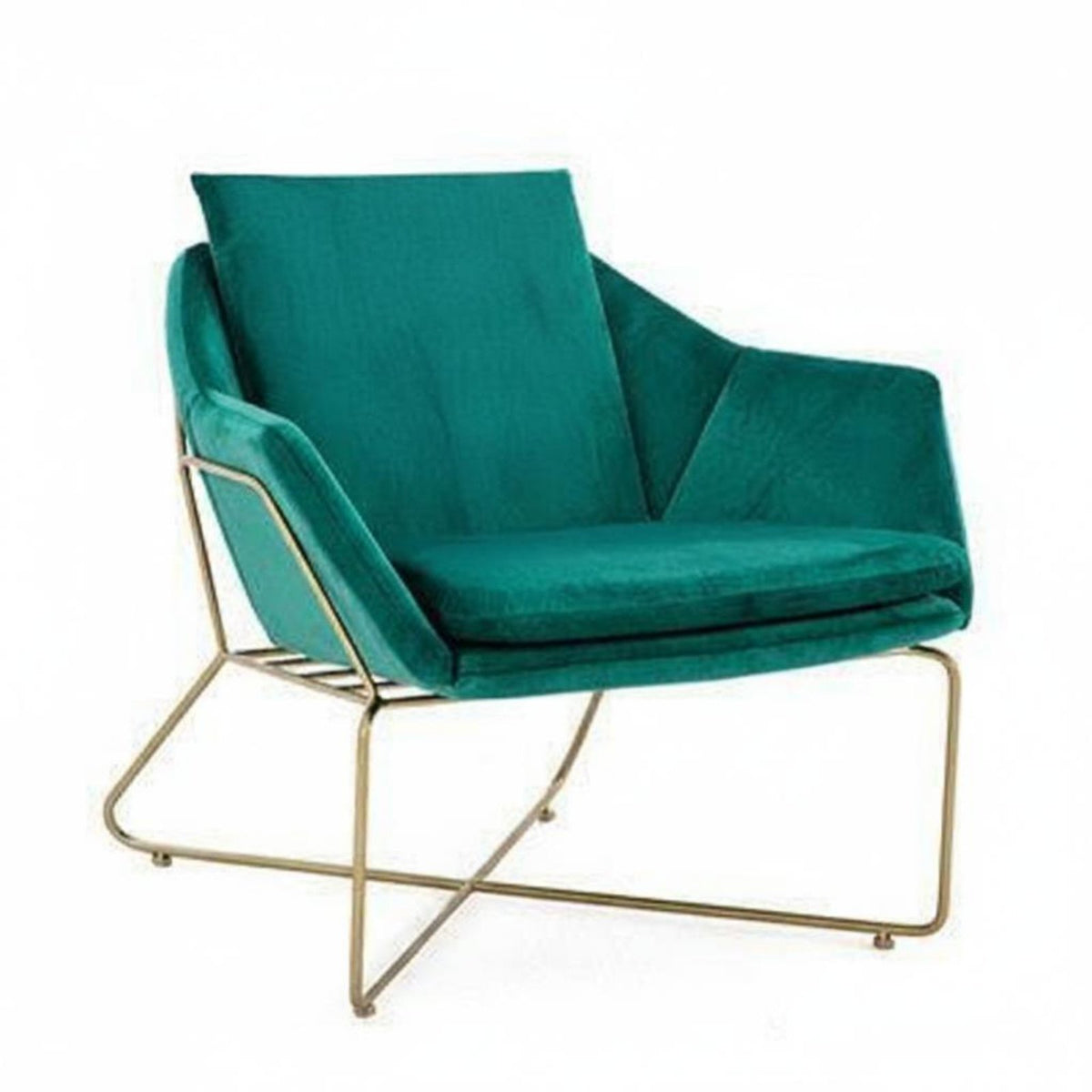 Upholstered Open-Frame Armchair Nordic design Single-Seater with Metal Frame Minimalist Design Plush pads for Office, Bedroom