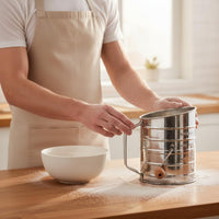 Hand Crank Flour Sifter with Scale Measuring Flour Sifter Easy to Use Powdered Sugar Duster for Home Kitchen
