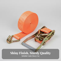 Ratchet Lashing Strap High Load Capacity Ratchet Securement Strap Secure Locking Mechanism Double J Hook Securement Strap for Movers, Trailers