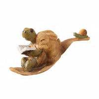 Turtle and Rabbit Reading Figurine Cute Design Resin Creature Sculpture