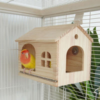 Pull-out Bottom Net Bird Nest, Wooden House for Parrots, Small Shelter Toy