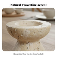 Modern Design Travertine Candlestick Atmospheric Travertine Candlestick Holder Unique Texture for Homeowners, Living Room, Homestay, Bedroom
