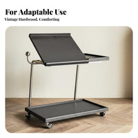 Retro Design Mobile Mobile Unit with Storage Multi-Functional Split-Top Rolling Table Space-Saving Household Furniture Lockable Wheels for Apartment Dwellers, Distant Workers, Musicians, Living Room, Small Areas, Bedroom, Home Office