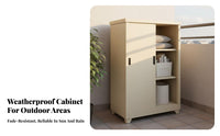 Sun-Proof Steel Storage Cabinet with Sliding Doors Sturdy and Long-Lasting Outdoor Balcony Cabinet Heavy Duty Unrestricted Standing Metal Closet Large Capacity for Homeowners, Hobbyists, Bedroom, Garage, Living Room, Workshop