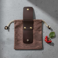 Sturdy Waxed Canvas Foraging Pouch Lightweight Foraging Pouch Drawstring Closure Fruit Picking Bag