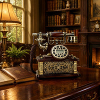 Antique Landline Phone Decorative Antique Telephone Vintage Phone Gold-Tone Detailing Vintage Telephone Decor Corded for Home