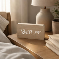 Wooden Digital Alarm Timepiece Simple Design Wooden LED Timepiece Easy to Read
