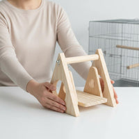 Relieves Boredom Bird Enclosure Rocking Toy Gnaw-Resistant Safe Wooden Bird Swing Detachable Design for Parrots, Small Birds