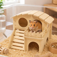 Hamster Wooden House Decorative Hamster Sleeping House Multiple Hiding Spots