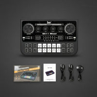 Reverb Effects Live Stream Sound Card RGB Lights Voice Changer Mixer LED Screen for Streamers, Podcasters, Gaming