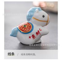文创 中式杂货 陶瓷创意小马系列桌面装饰品 家居日用工艺小摆件