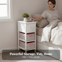 Narrow Rattan Nightstand Space-Saving Side Cabinet Minimalist and design for Students