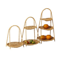 Rattan Weave Fruit Basket, Multi-layer, for Nuts and Snacks, Plastic, Pastoral Style