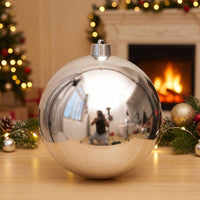 Reflective Mirrored Ornament Ball Shiny Spherical Ornament with Hanging Loop Silver Christmas Tree Baubles Glossy for Holiday Decor, Mantel Display, Table Centerpiece
