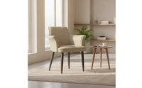 Padded Dining Chair with Armrests Modern Eco Leather Chair Tapered Legs Accent Armchair Comfortable for Home Office, Vanity