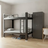 Metal Bunk Bed Space-Saving Bunk Bed with Guardrails Two-Level Furniture for Students, Roommates, Dorm Room, Shared Apartment, Employee Quarters