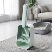 Cat Litter Sifter with Holder, Deep Basket Litter Scooper, Slotted Sand Sifter for Cats and Kittens, Cat Waste Scooper for Litter Cleaning Tool