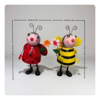 2 Pieces Dancing Iron Decor Cute Creature Shape Wobble Ladybug Statue