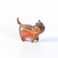 Tea Pet Mini Desktop Ornament Carved Cat Wooden Cat Ornament Polished for Collectors, Desk, Bookshelf