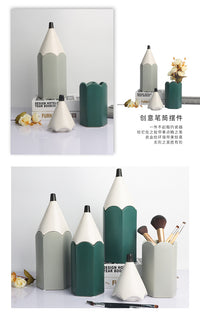 Ceramic Pencil Holder with Geometric Pattern, Minimalist Style