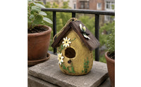 Hanging Birdhouse Ornament Raised Floral Resin Birdhouse Accents