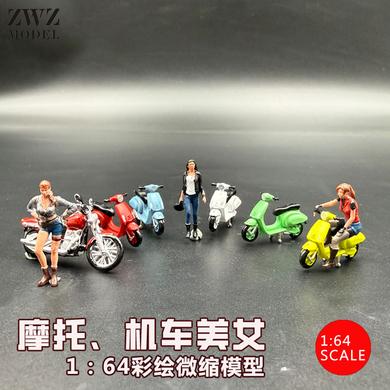 ZWZ Creator 1:64 Hand-Painted 3D Printed Figure Motorcycle Scene Accessory City Model Scene DIY