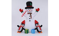 Bonhomme De Neige Gonflable Avec Pingouins Festif Snowman with Penguins Outdoor