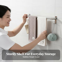 No-Drill Installation Wall-Mounted Towel Bar Rust-Proof Bathroom Hardware Rustproof Household Fixture Heavy-Duty for DIY Enthusiasts, Property Managers, Restroom, Lavatory, Laundry Room, Kitchen