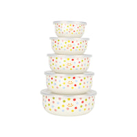 5 Pieces Enamel Bowls with Lids Lidded Enamel Bowl with Lid Sturdy for Meal Prep