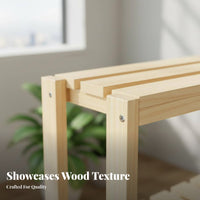 Wooden Plant Stand Slatted Shelves Multi-Tier Flower Shelf Sturdy for Homeowners