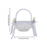 Folding Wedding Basket Portable Bridal Basket Artificial Flowers for Brides