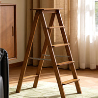 Five-Step Ladder Stable Folding Step Stool Portable Furniture for Kitchen, Library