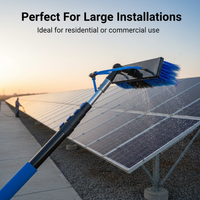 Solar Panel Glass Curtain Wall Cleaning Brush with Telescopic Pole and Water Flow, Aluminum Long Pole, 32cm Brush Head